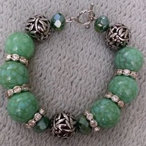 Green and silver bracelet